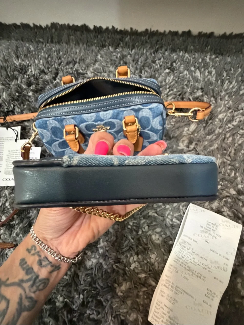 Coach Mini Rowan Crossbody Denim with matching wallet
